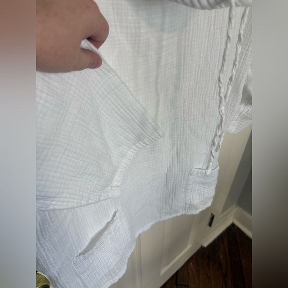 Pure Jill White Textured Cotton Pullover – Size 3X – Beachy Funnel Neck Tunic - Picture 4 of 12